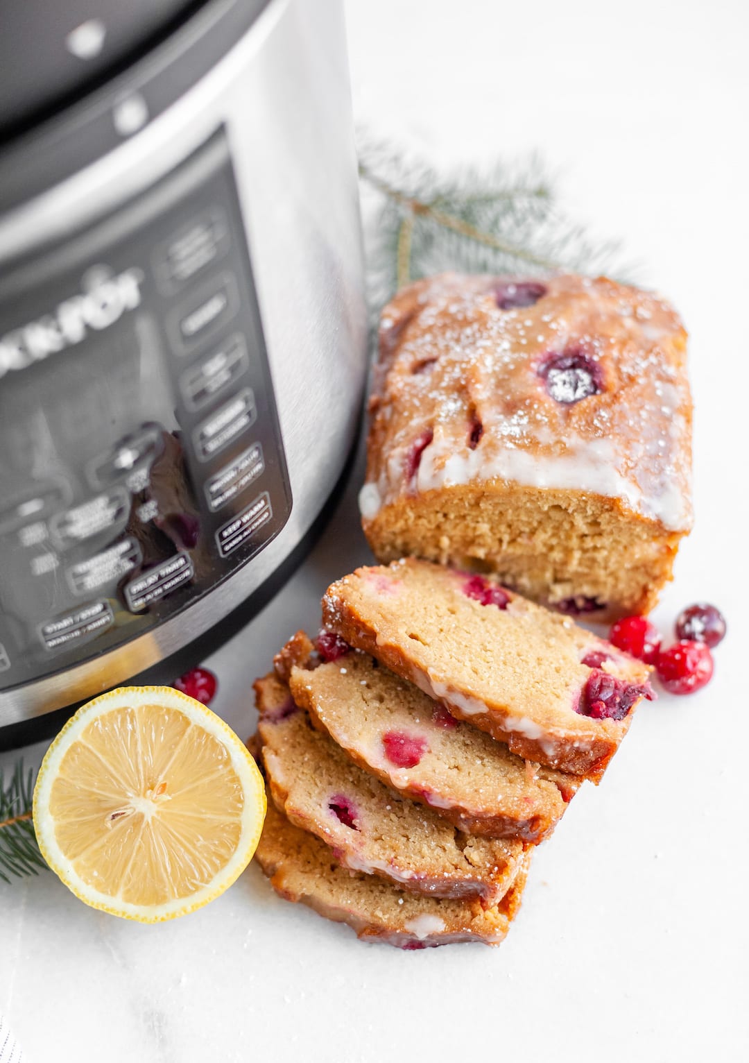 Healthy Cranberry Lemon Loaf Pound Cake with the CrockPot Pressure Cooker