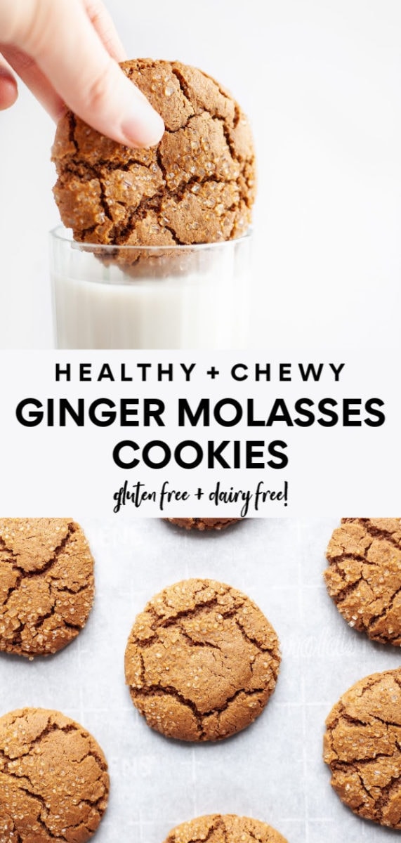These are seriously the best healthy (or healthier) chewy ginger molasses cookies that are soft, delicious, and just like the old fashioned recipe you love to enjoy at Christmas or any time of year! They are gluten free, dairy free, refined sugar free, and can easily be made vegan or egg free with one simple swap!