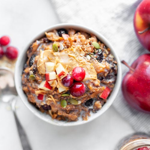 Easy Overnight Crockpot Oatmeal with Apples & Cranberry
