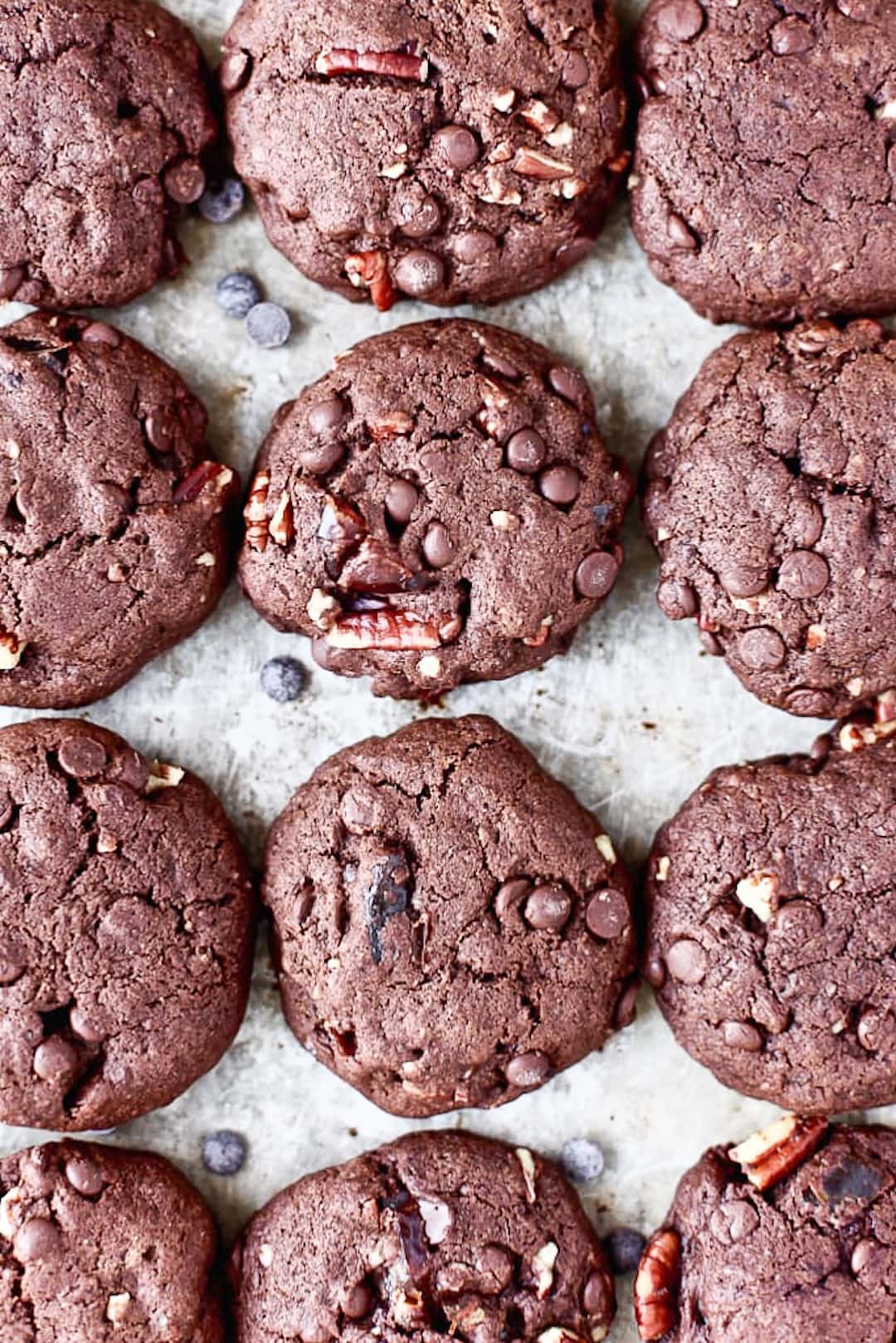Gluten Free and Dairy Free Double Chocolate Pecan Cookies
