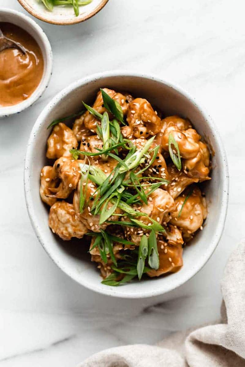 18 Easy Plant-Based Snacks To Try - Thai Peanut Cauliflower Wings