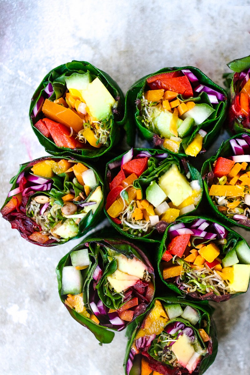 18 Easy Plant-Based Snacks To Try - Rainbow Rolls with Miso Suace