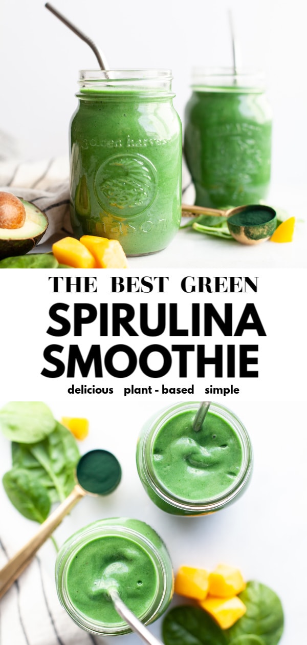 This is truly one of the best green spirulina smoothie recipes you’ll try! It’s packed with protein, can easily be vegan, is made with banana and mango, makes a great breakfast or snack and is super easy and simple. Whether you are doing a detox or just want healthier mornings, this tropical inspired smoothie is a must-make! Tip: try it as a bowl topped with sliced banana and your favourite granola! 