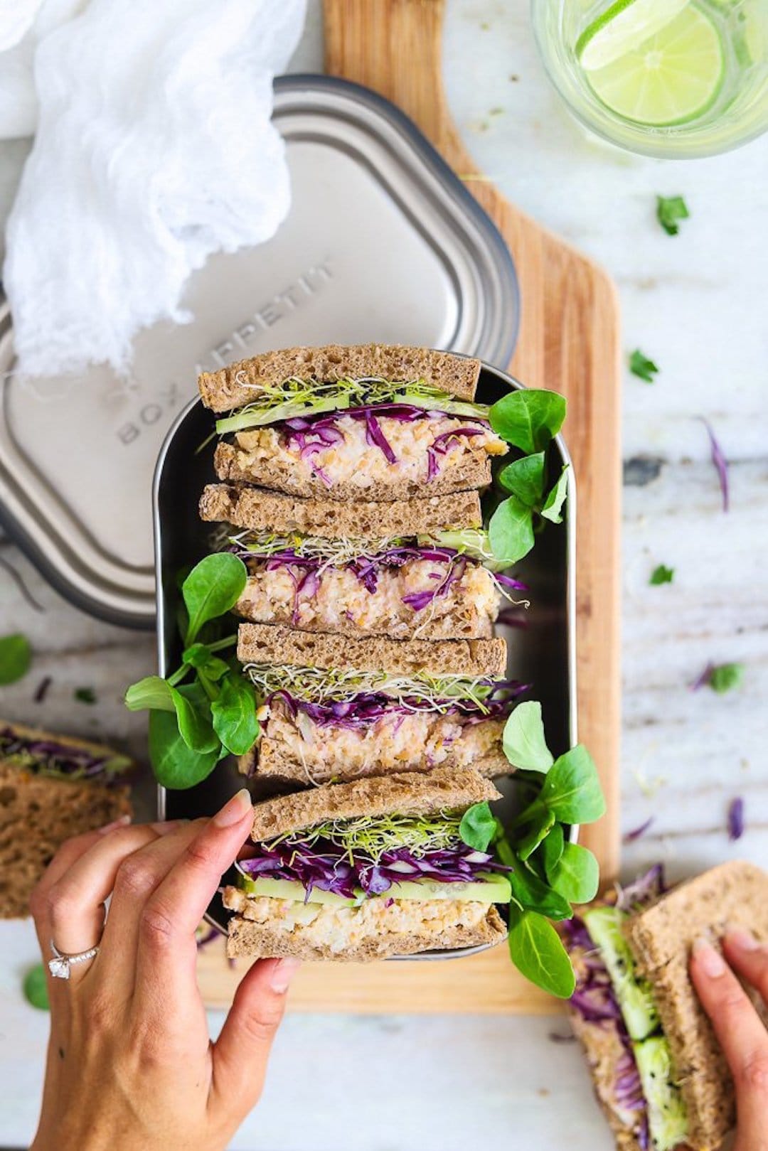 11 Yummy Plant Based Sandwiches - Vegan Chickpea Sandwiches by Two Spoons