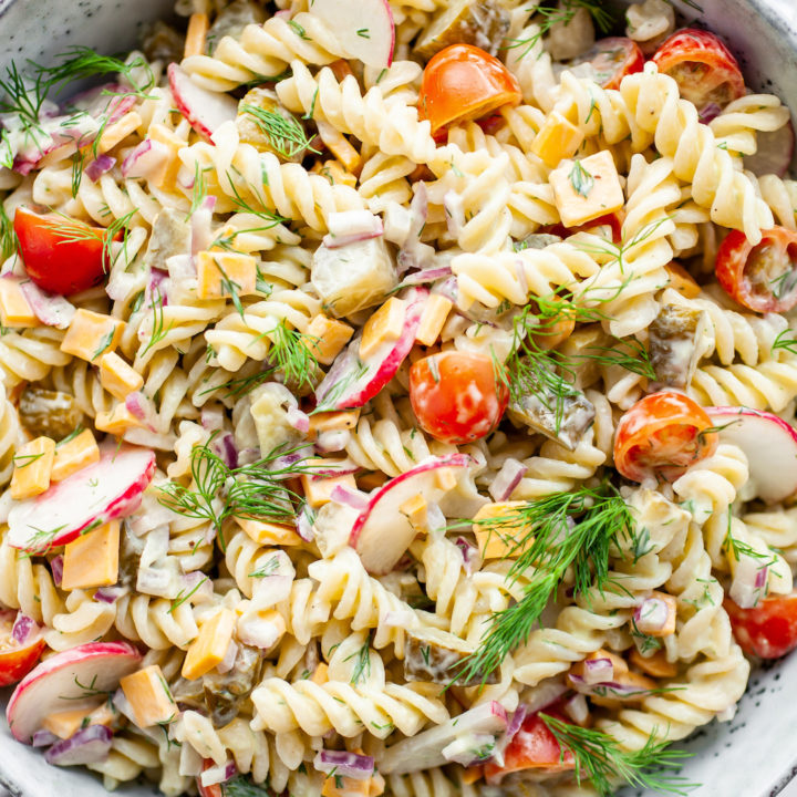 Flavourful Healthy Dill Pickle Pasta Salad