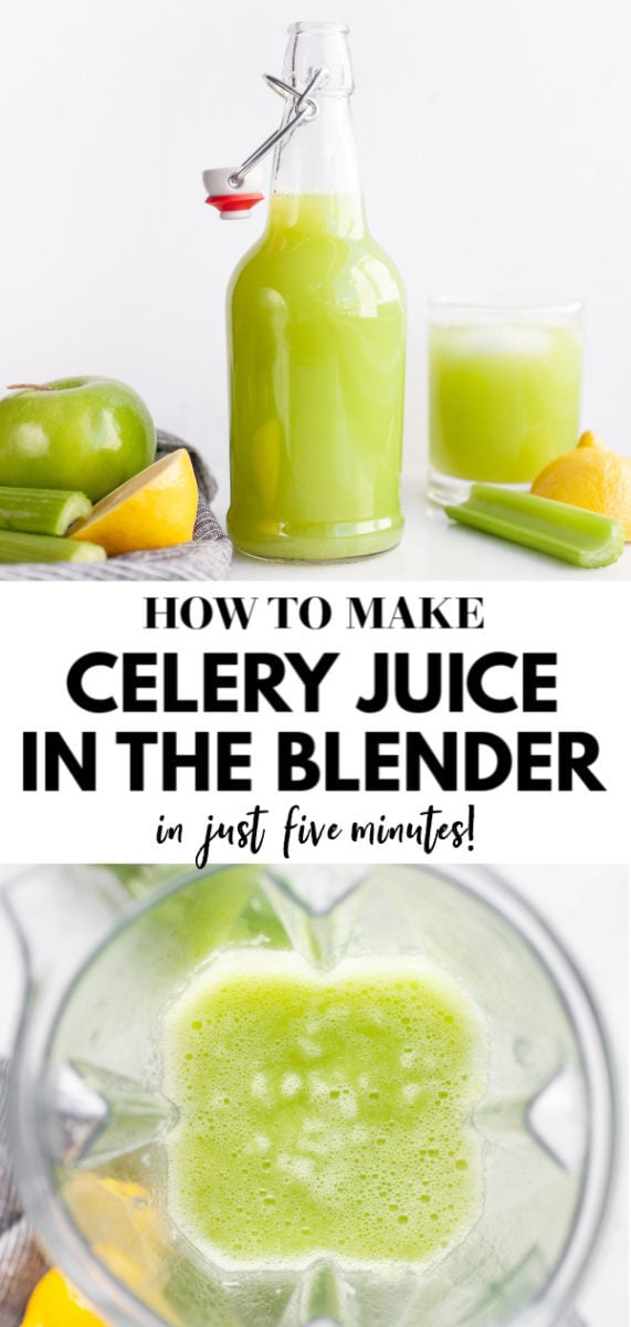 Make this easy, healthy, and simple celery juice recipe in the vitamix or blender (no need for juicers!) to enjoy as the best refreshing beverage, for skin, to detox, for weight loss, or just to get extra nutrients in the mornings, or during the day when you need some hydration!