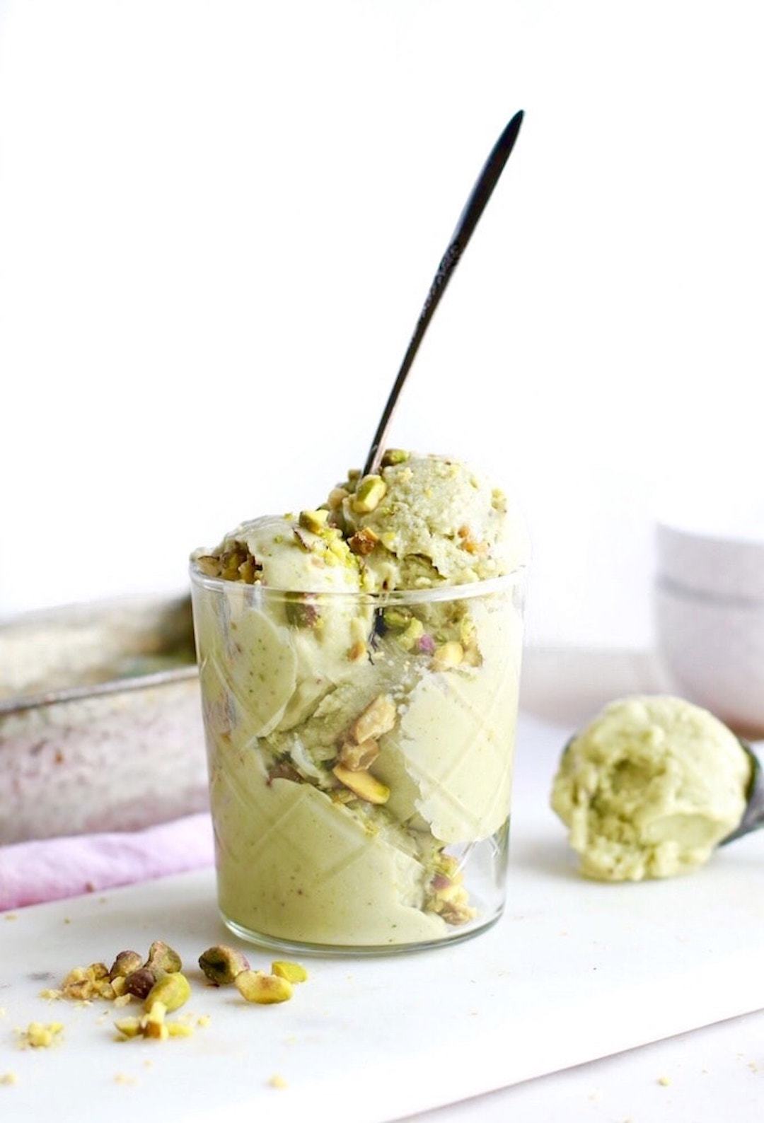 12 Super Easy Plant Based Desserts - Dairy Free Almond Pistachio Frozen Yogurt