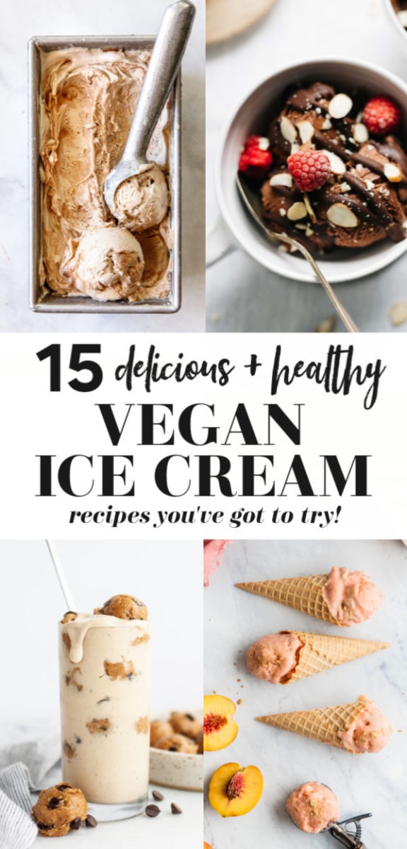 collage of healthy vegan ice cream recipes
