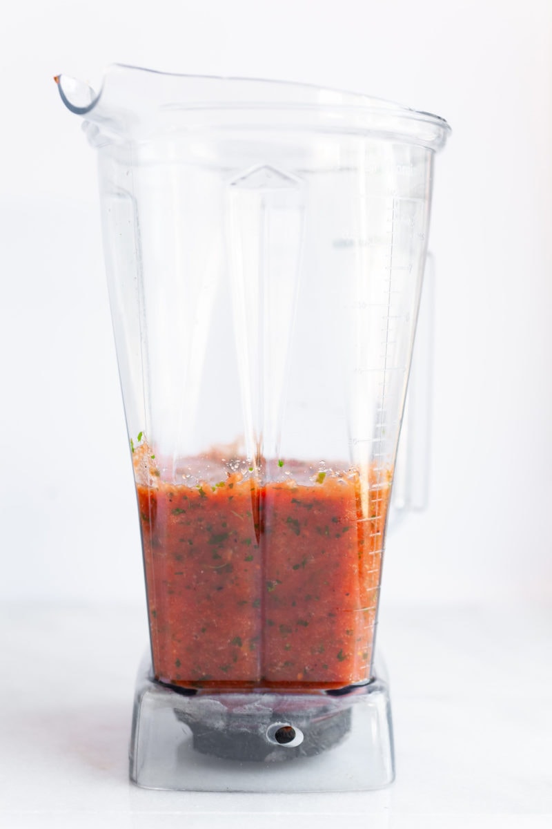 blended salsa in a vitamix blender