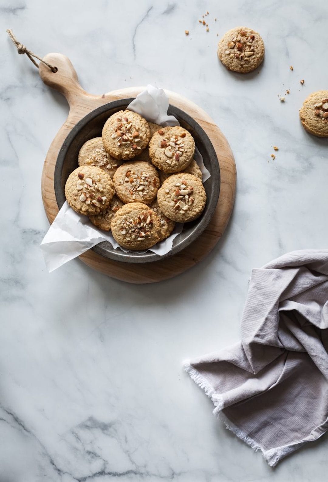 bowl of almond cookies