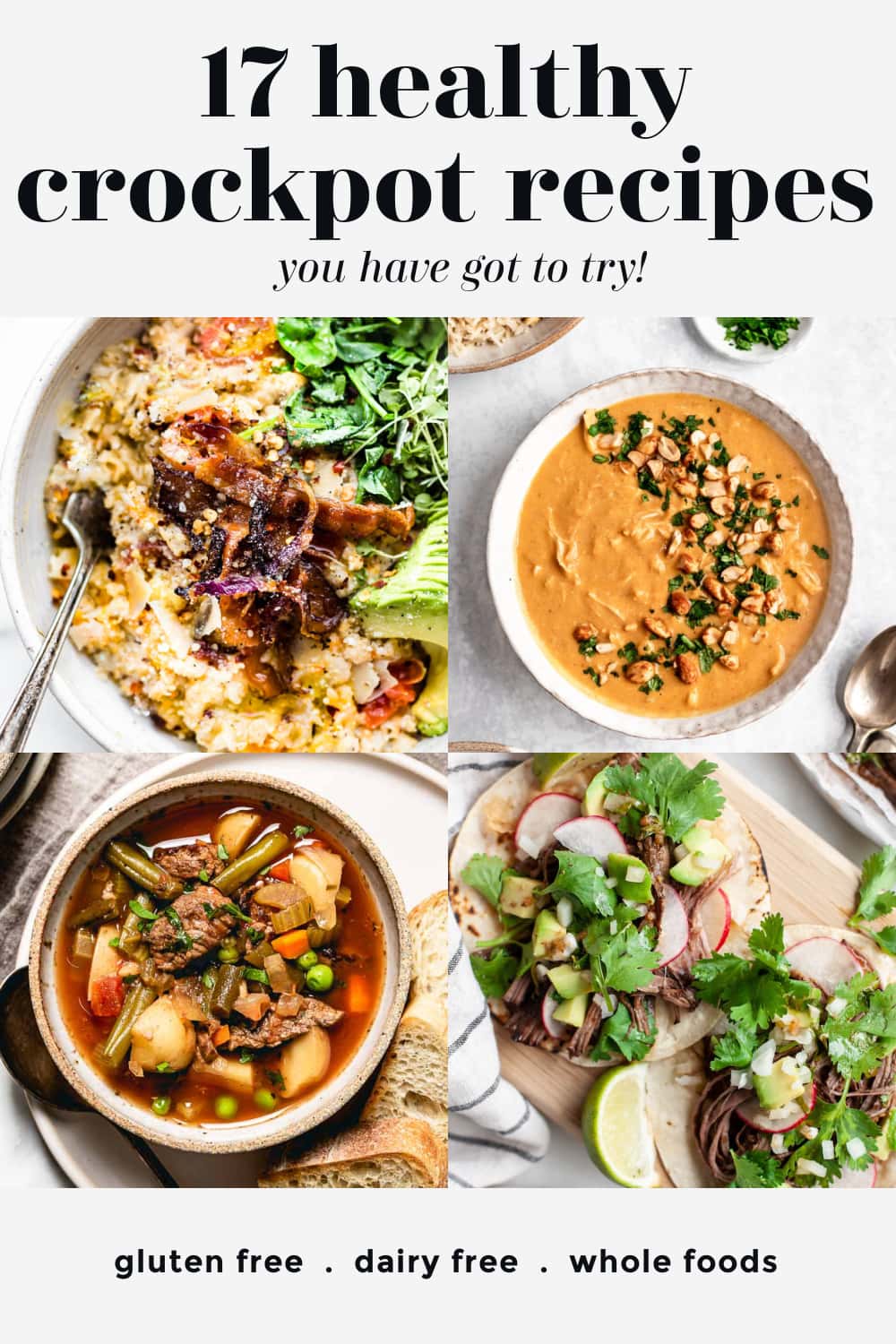 healthy crockpot recipes collage