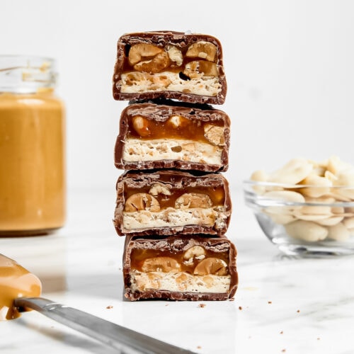 Stack of Must-Make Healthy 'Snickers' Protein Bars