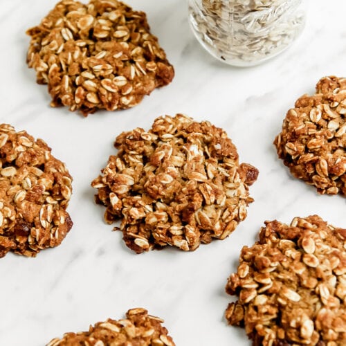 Soft Healthy Almond Flour Oatmeal Cookies on a marble tray