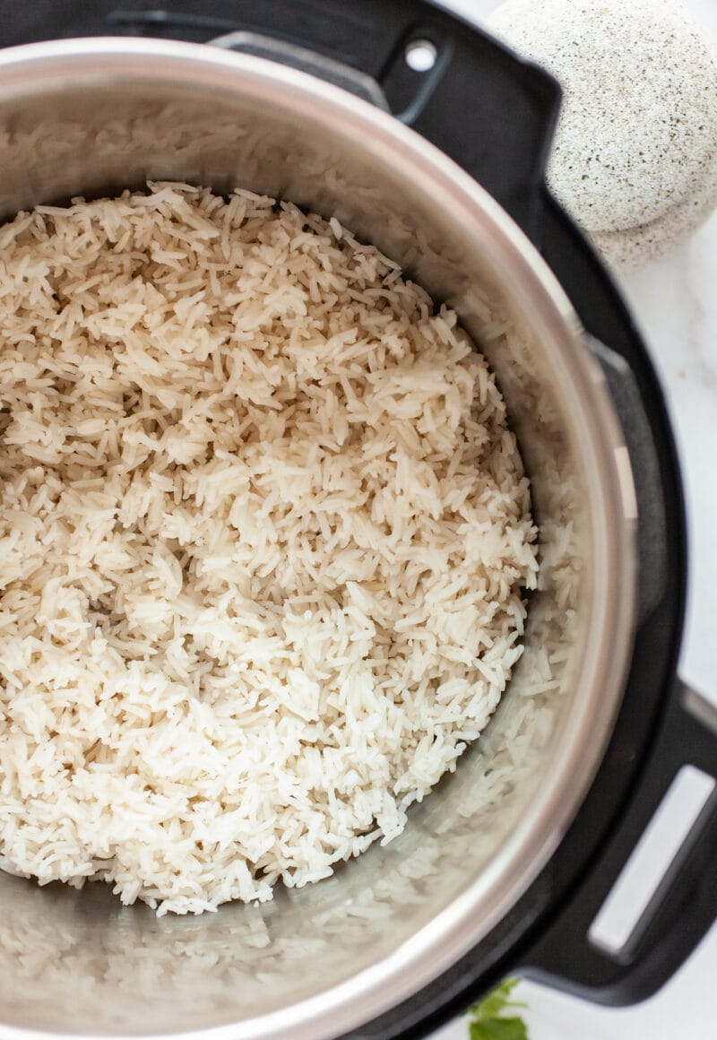 Cooked basmati rice in the instant pot