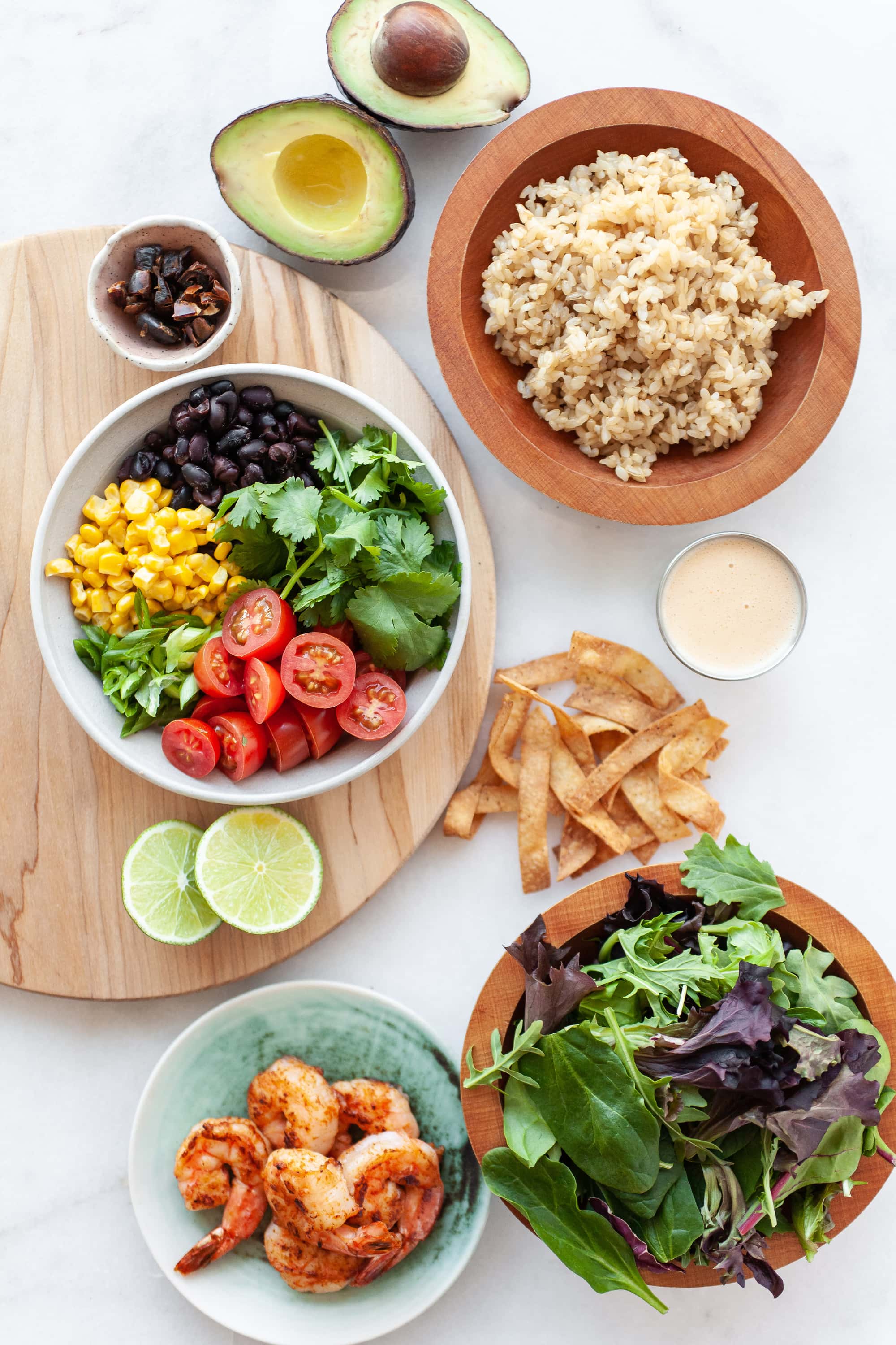 Overhead view of ingredients for Healthy Southwest Salad