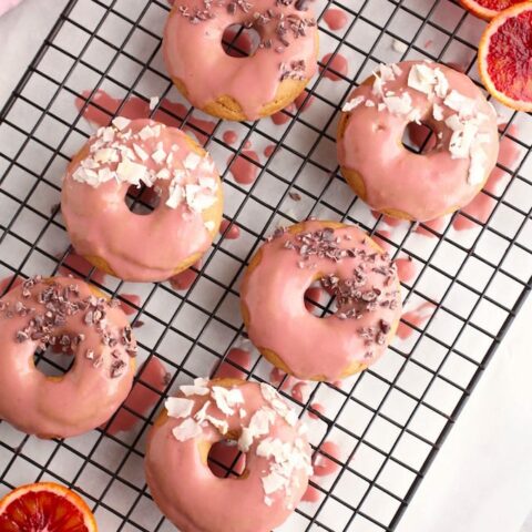 Baked Donuts with Strawberry Orange Glaze
