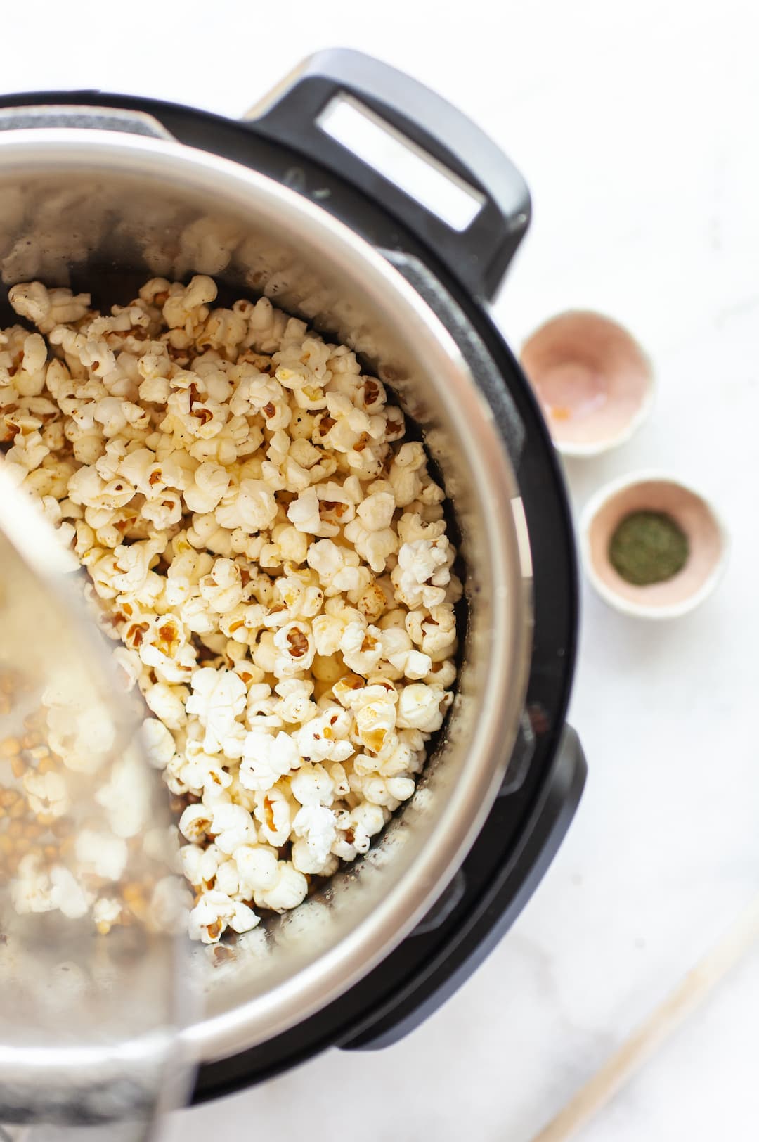 Popped popcorn in an instant pot