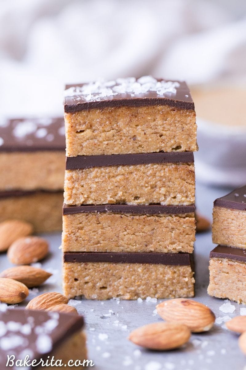 No-Bake Gluten-Free Chocolate Almond Butter Bar Desserts