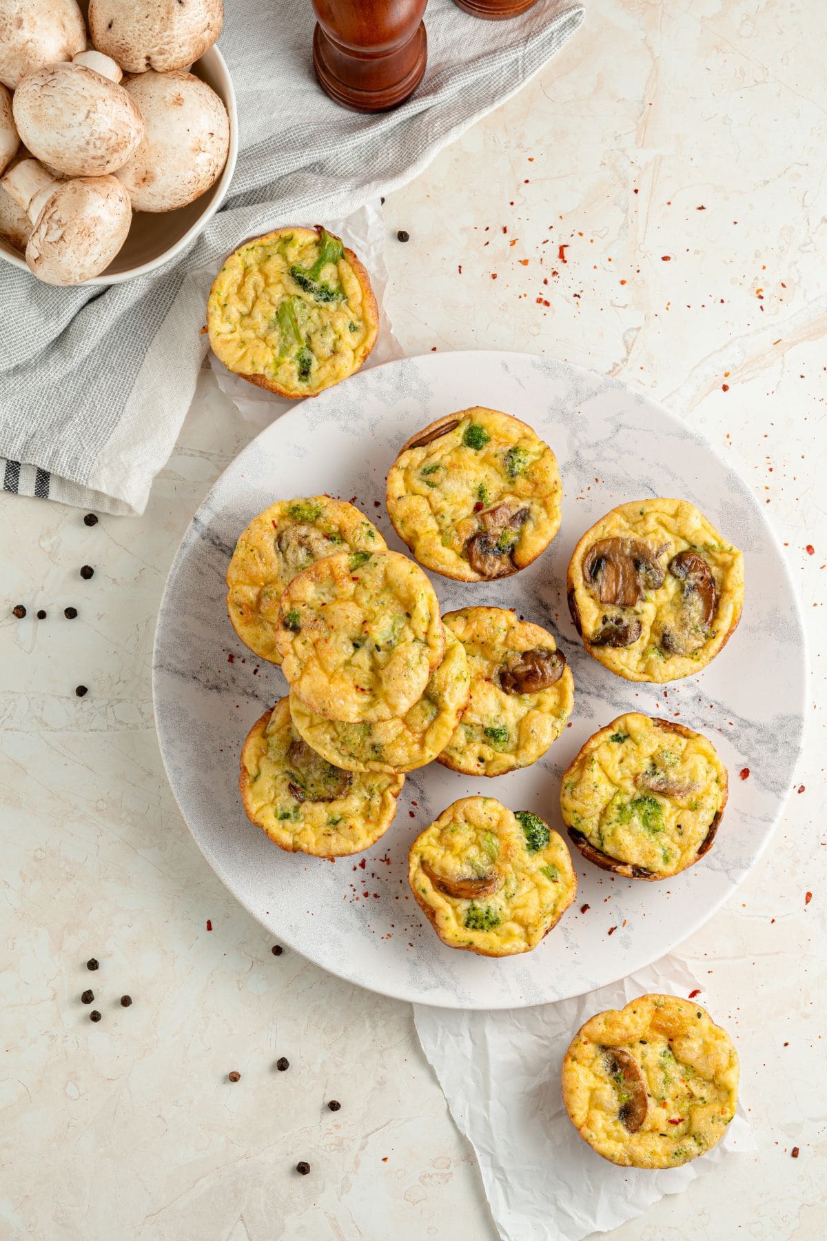 Keto Broccoli & Mushroom Egg Muffins 1
