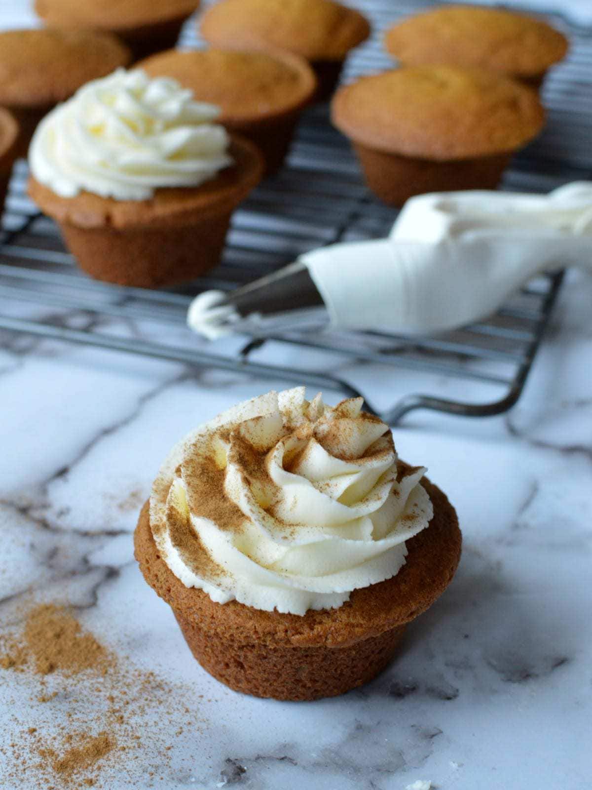 Gluten-Free Pumpkin Cupcakes with Cinnamon Maple Frosting