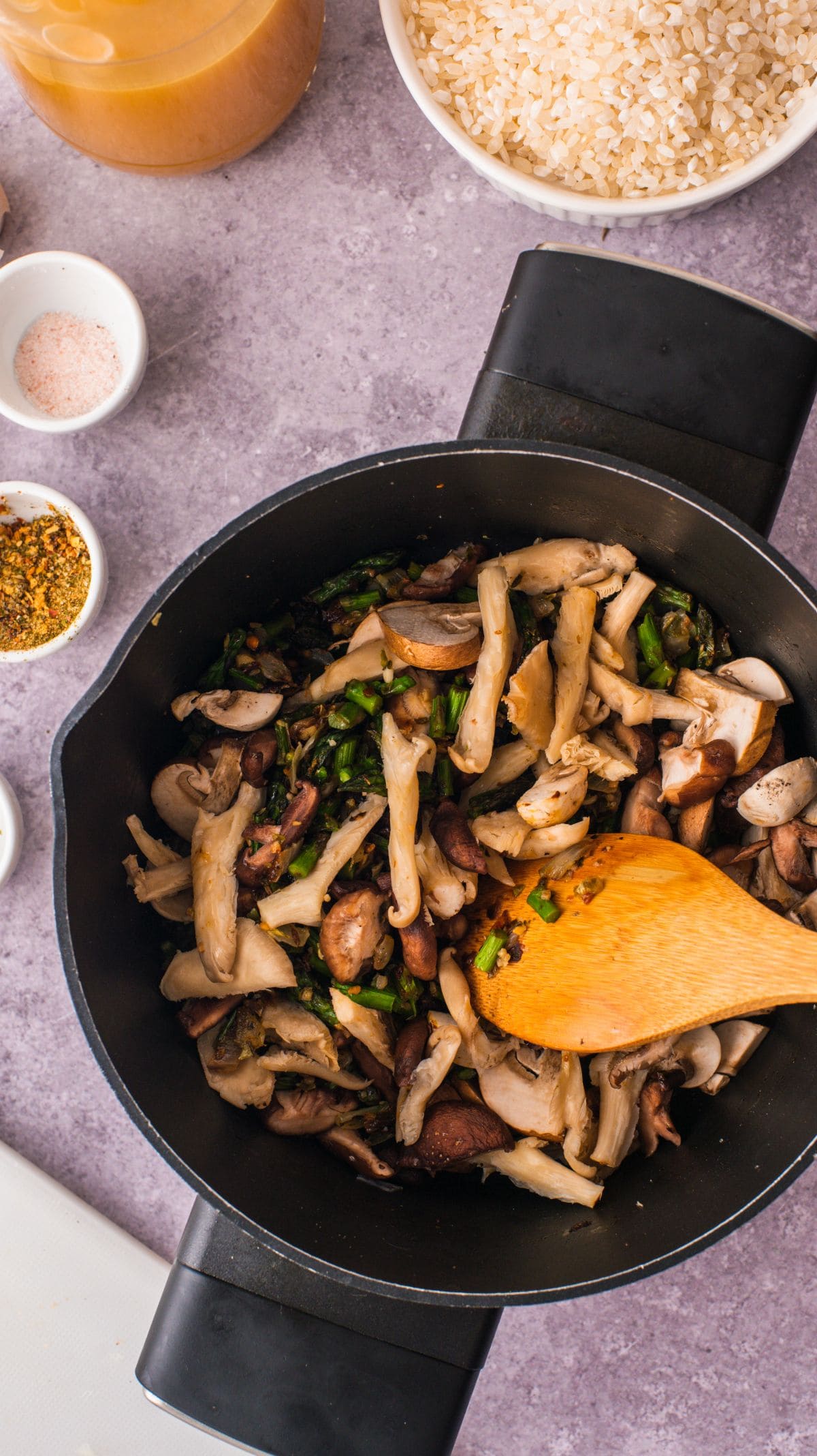 Asparagus And Mushroom Vegan Risotto step 7