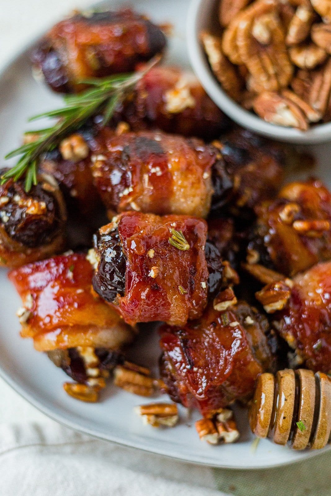 Bacon Wrapped Dates with Honey Herb Glaze